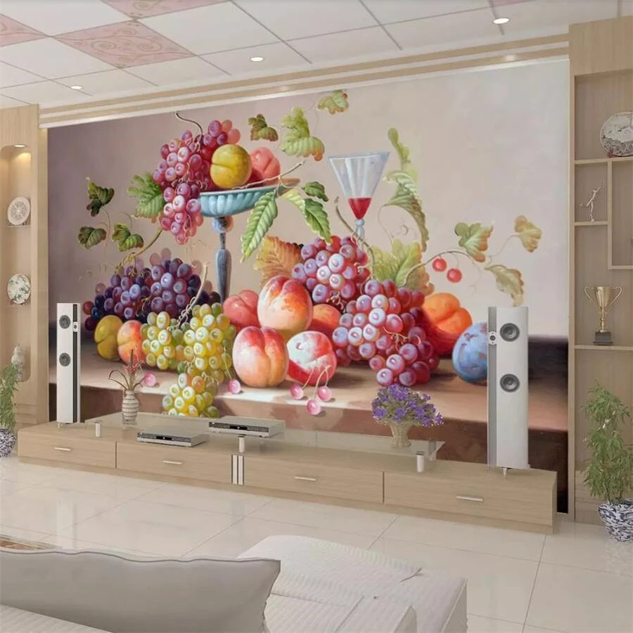 beibehang Custom wallpaper 3d photo mural fruit still life oil painting decorative painting background wallpaper papel de parede