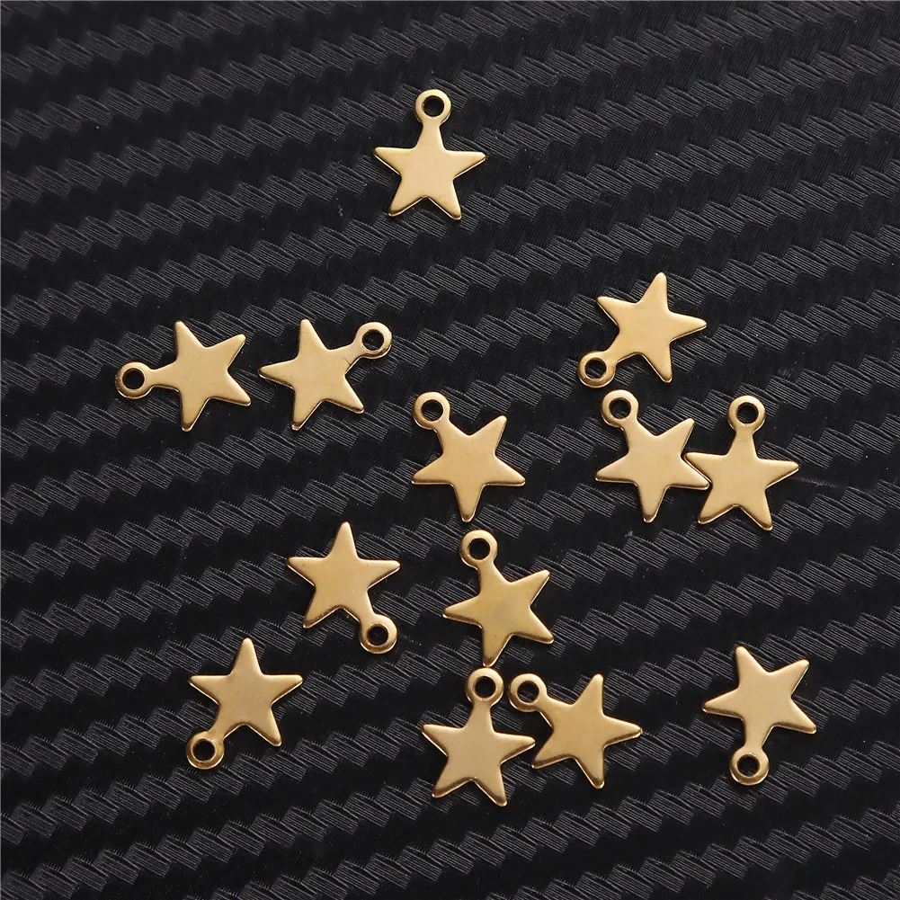 10PCS/lot Wholesale Stainless Steel Star Charm Pendant for Jewelry DIY Making Handmade Star Pendant Accessories