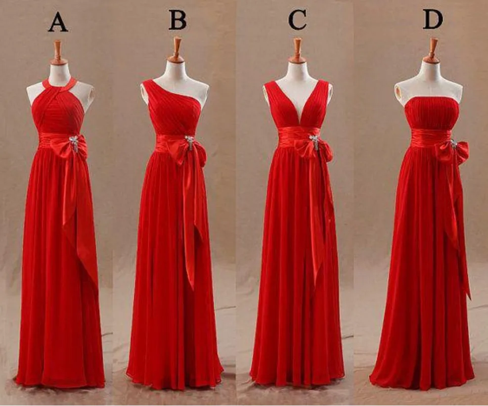 

Cheap New Long Chiffon Blush Red Bridesmaid Dresses 2018 A-Line Vestido De Festa De Casamen Formal Party Prom Dresses Plus size