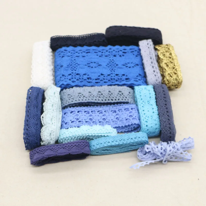 20 yards Blue and white series random delivery of high-quality cotton lace mix color home costume DIY materials