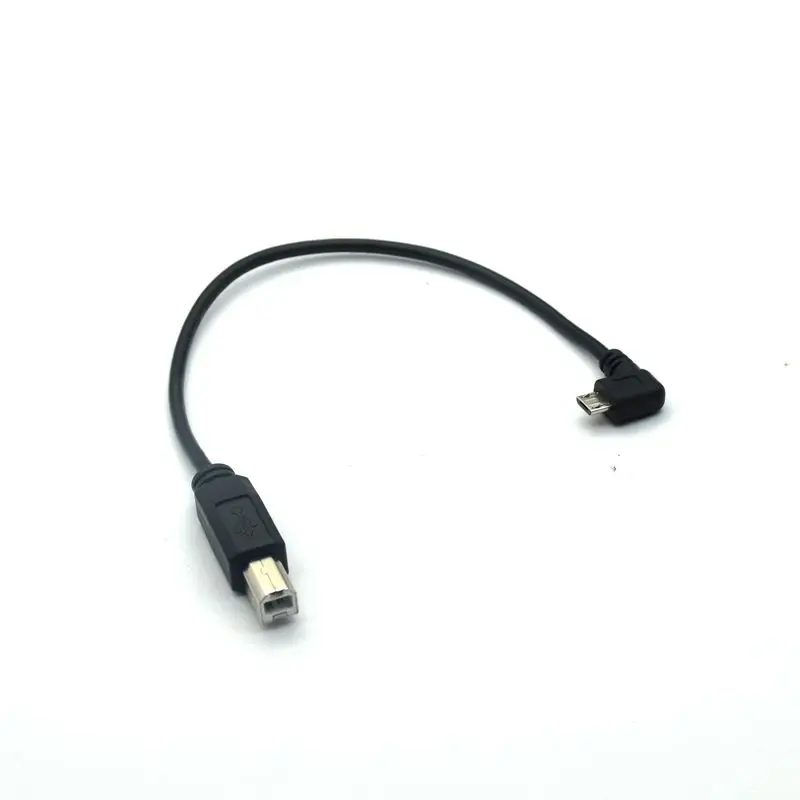 25cm USB 2.0 standard B Male to USB Micro 5 pin 5pin Male Right Angled 90 degree data Cable for tablet HUB hard disk printer