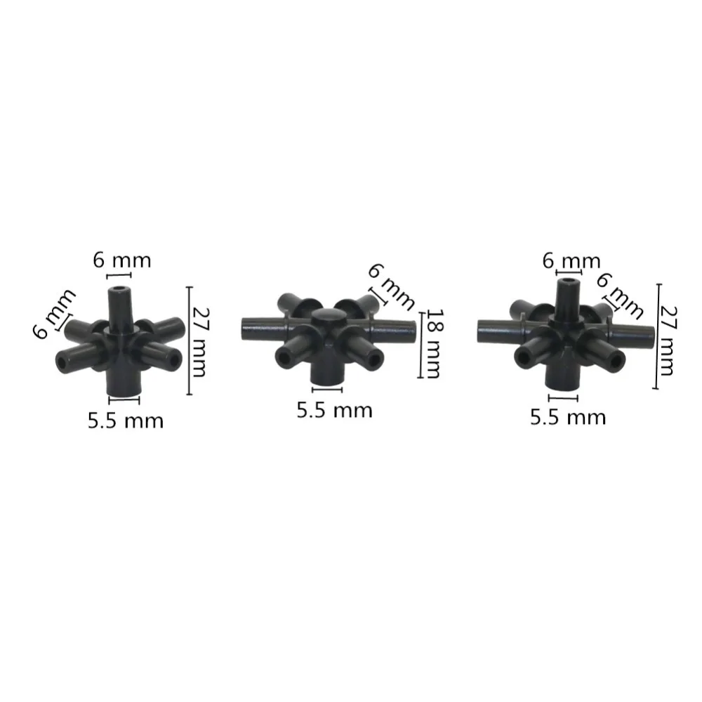 6mm Interfaces 5-way 6-way 7-way Garden Water Connector Multiple Joint Cross-Connect Hose Splitters Irrigation Accessories 10Pcs