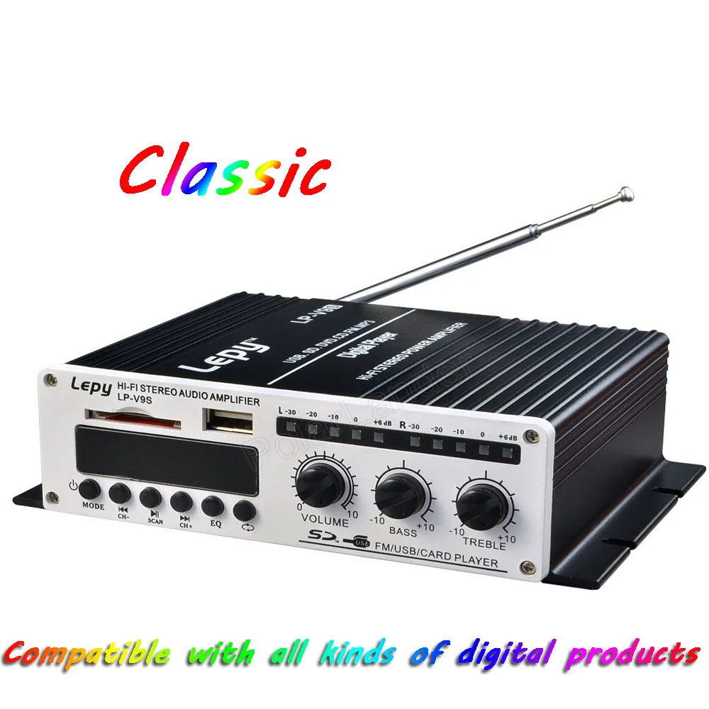 LP-V9S Hi-Fi Mini Digital Motorcycle Auto Car Stereo Power Amplifier LED Display Sound Mode Audio Music Player