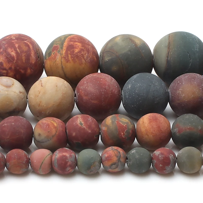 Natural Stone Dull Polish Matte Picasso Jasper Round Spacer Beads For Jewelry Making Diy Bracelet Necklace 4/6/8/10mm 15 Inches