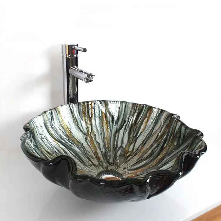 

Designer gorgeous glass basin sink BATHROOM CLOAKROOM COUNTER TOP WASH BOWL