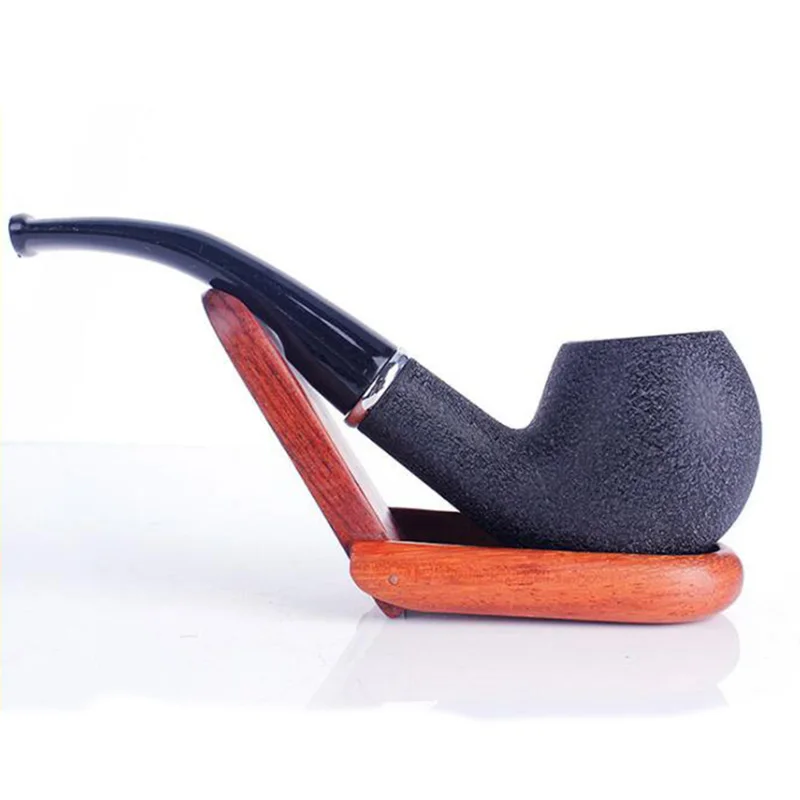 1 Pcs Classic Ebony Wood Smoking Pipe Handmade Cigarette Tobacco Smoke Pipes Best Gift for Friend