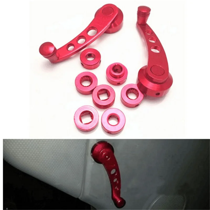 

BBQ@FUKA Car Window Winders L/R Red Door Cranks Handles Car Truck Pickup Door Winder Riser Fit For Equinox Silverado Suburban