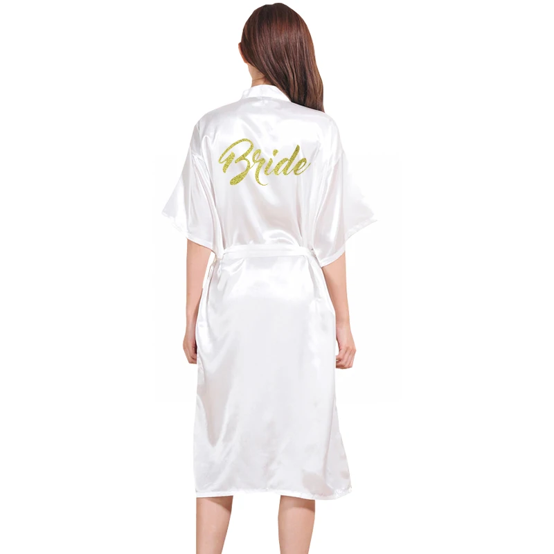 TJ01  Large Size S-3XL Gold Letter Bride Bridesmaid Get Ready Robes Bridal Party Gifts Bathrobe Dressing Gowns For Women