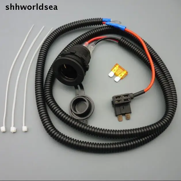 

shhworldsea1/5/50set mid fuse tap Car Cigarette Lighter socket Charger Wiring Harness Dual Car Cigarette Lighter Socket