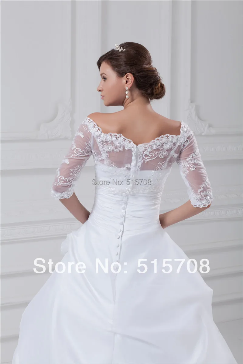 Białe kości słoniowej Off The Shoulder suknie ślubne kaplica suknie ślubne z trenem koronkowe sukienki Custom made 2 4 6 8 10 12 14 16