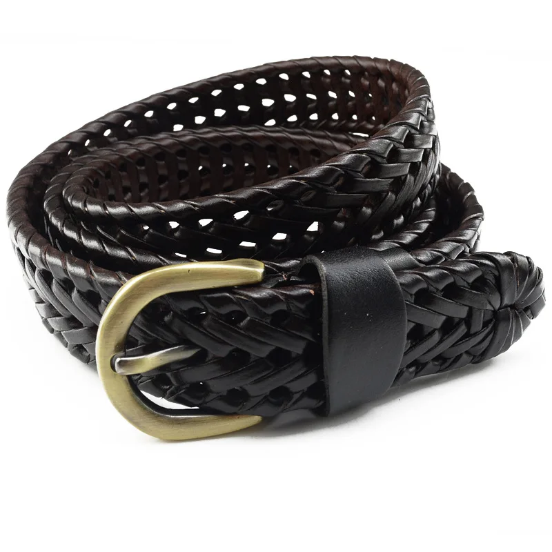 New Belt Men women  belts luxury genuine leather braided Real Cow skin straps Men All-Matching Simple Fashionable Tide Belts