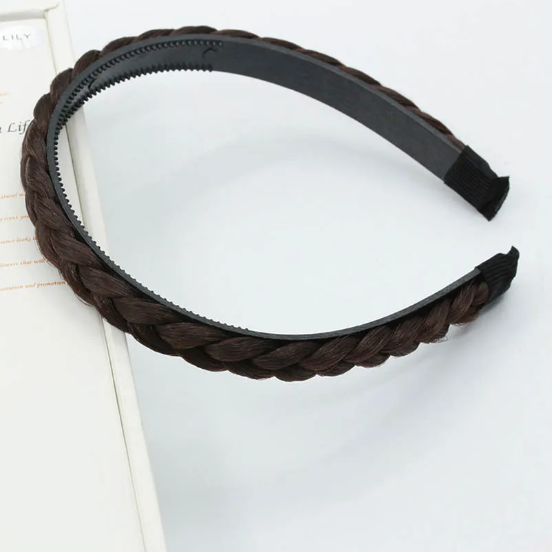 Dark Light Brown Black Wig Hairband Plait Headwear Hair Accessories for Women