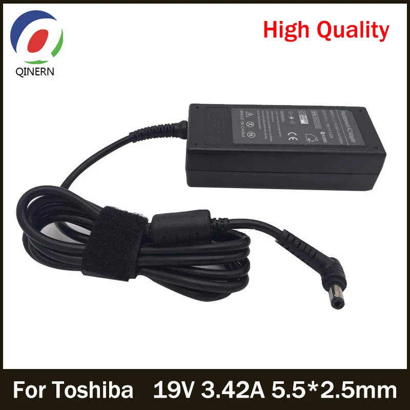 

QINERN Power Supply 19V 3.42A 65W 5.5*2.5mm AC Notebook Laptop Charger For Toshiba A100 M300 L600 C805 A6653DA Universal Adapter