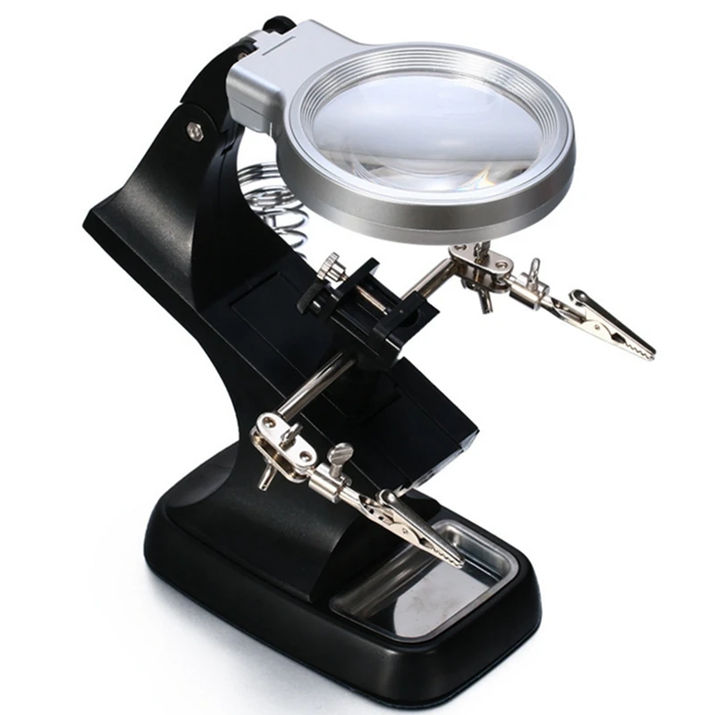 

Multi-functional Welding LED 3X 4.5X Magnifier Stand Desktop Third Helping Hands With 10 Leds Alligator Clips for Repair