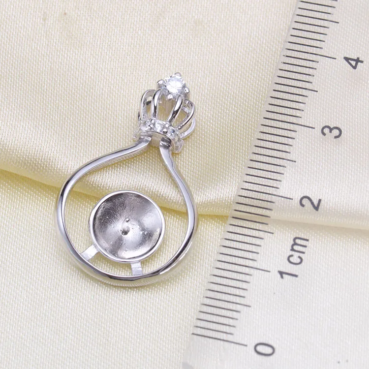 S925 Sterling Silver Crown Design Pearl Pendant Jewelry Findings Women DIY Pearl Pendant Components 3Pcs/Lot