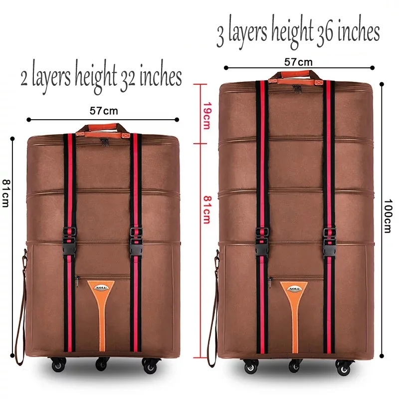 Hot!36 size Large capacity Oxford rolling luggage bag abroad to study and move to move folding trolley suitcase mala travel bag