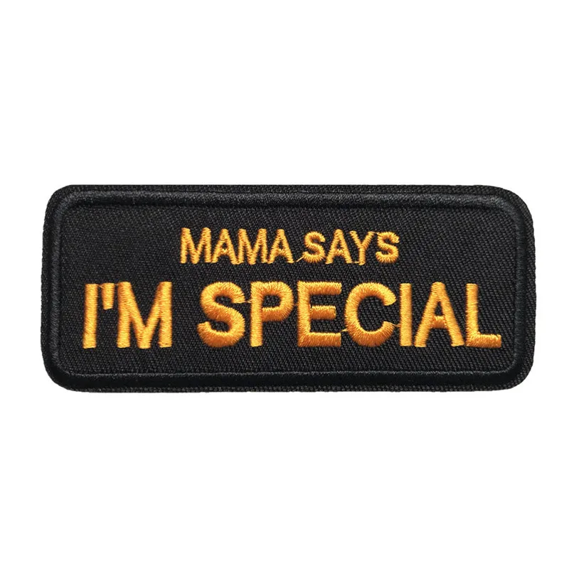 10CM Black Embroidered Letters Sew Iron On Patches I AM SPECIAL Badges Orange For Bag Jeans Hat T Shirt DIY Appliques Craft