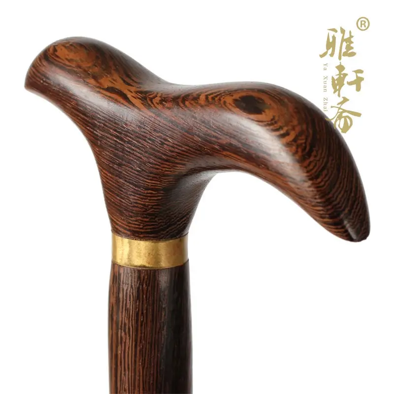 The old mahogany wood cane cane TZ Zhai elderly chicken wing wood relief engraving crutch