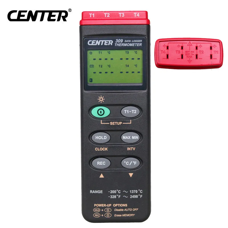 

CENTER-309 Portable Digital Thermometer K Type Four Channels Data logger PC Interface