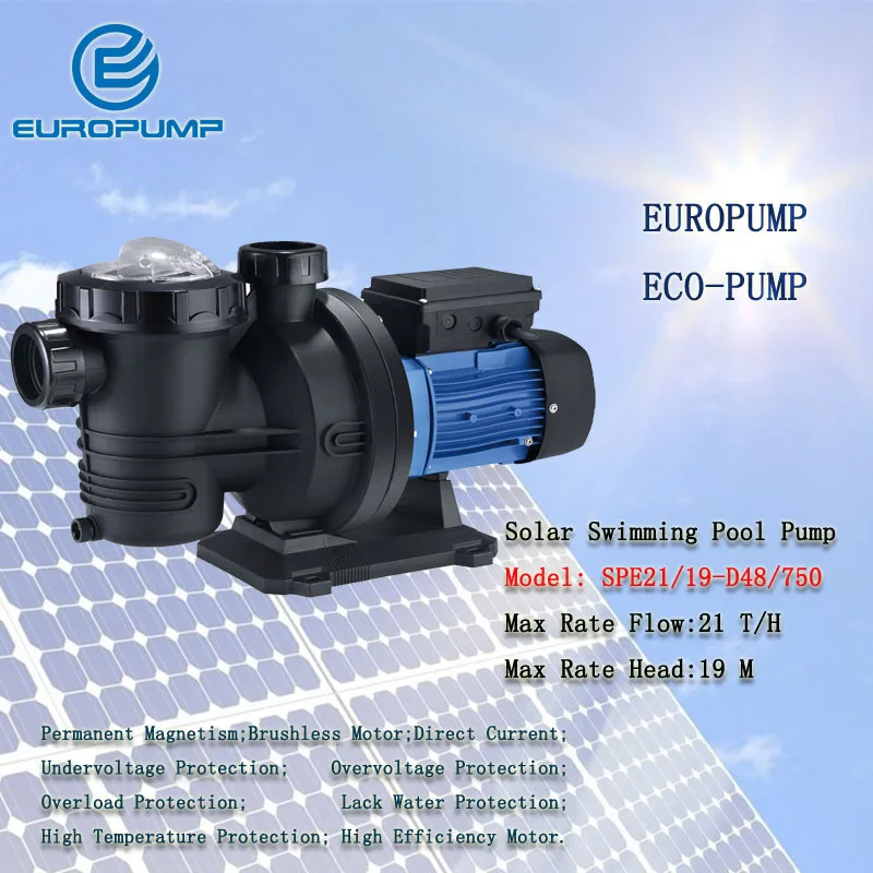 

Модель EUROPUMP (SPE21/19-d48/750) Поверхностный насос Солнечный водяной насос для бассейна Солнечная энергия топливный солнечный плавательный бассейн Водяной насос