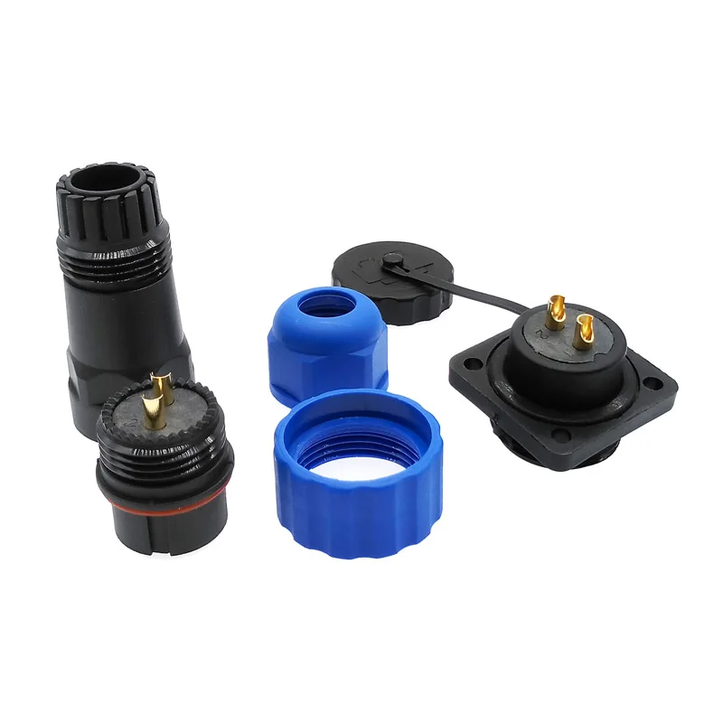 SP20 waterproof connector plug and socket with flange 4 hole IP68 2 pin 3/4/5/6/7/8/9/10/12/14Pin