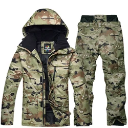 Vêtements de neige camouflage pour hommes, ensembles de combinaison de ski, costume de snowboard, imperméable 10K, vêtements de glace chauds, vestes et pantalons, -30