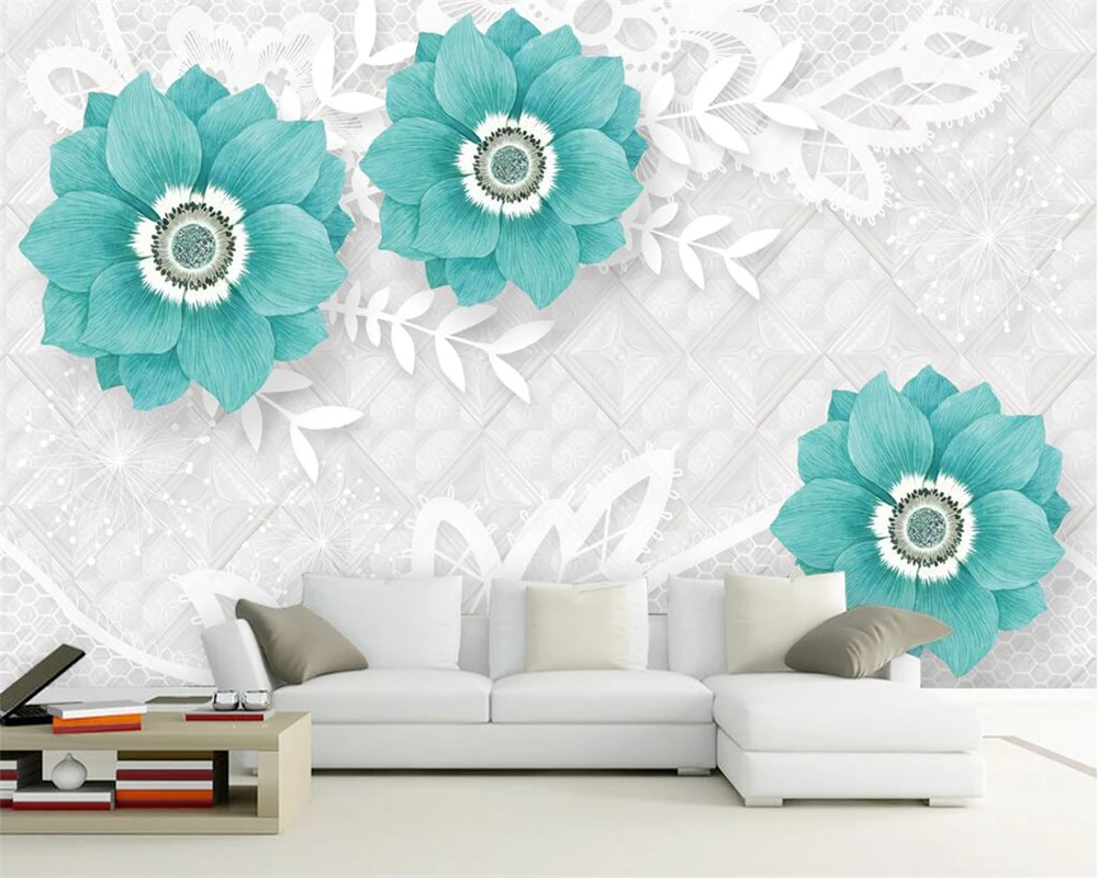 

Beibehang Custom wallpaper fresh and elegant soft three-dimensional flower sofa TV background wall murals wallpaper for wall 3 d