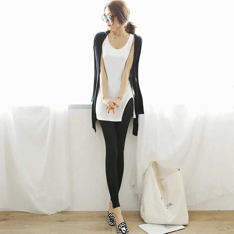 S-XL 2024 new spring summer Cotton Fashion women\'s clothing Long paragraph the word vest split t-shirt women dress shirt