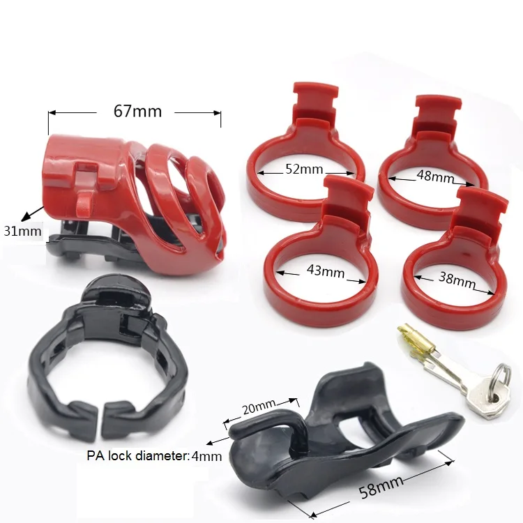 Natural Resin Male 3D Short Cock Cage PA Lock W 4 Size Penis Ring Chastity Device Adult Bondage BDSM Sex Toy 3 Color A357