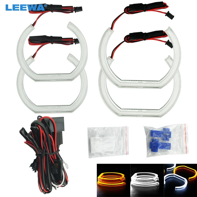 

LEEWA Car Crystal LED Angel Eyes LED DRL SMD Halo Ring Kits For BMW E90 Sedan 06-10/E92 Coupe White/RGB/White+Yellow #CA2115