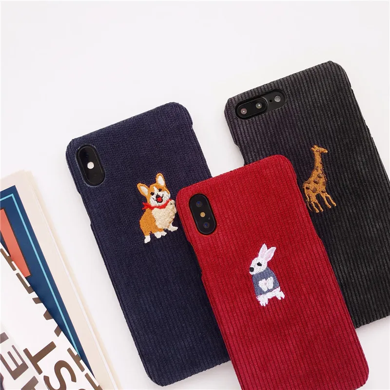 Warm Fabric Cloth Phone Case For iPhone 11 Pro 6 6S 7 8 Plus X Case Cute Sheep Teddy Hard Cover For iPhone X XR XS MAX SE 2020