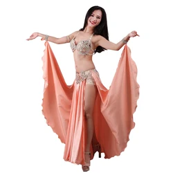 Performance Bellydance Clothes Outfit Hard Cup Maxi Skirt Professional Women Egyptian Belly Dance Costume Set with Under-shorts