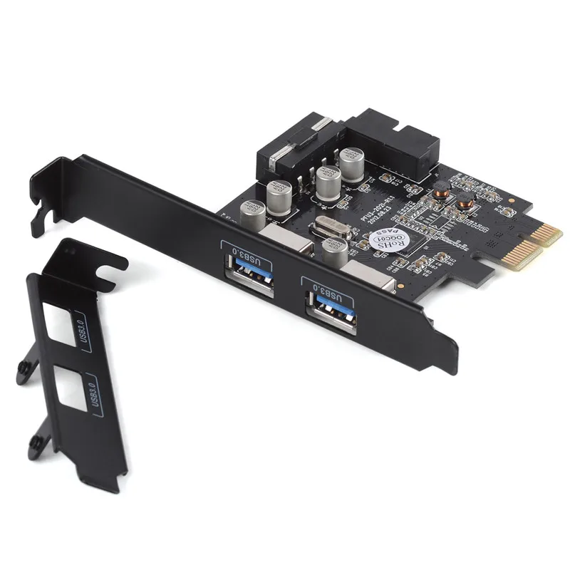 PCIE TO 2 Port USB 3.0 PCI-e Internal 20Pin Adapter PCI Express 5.0Gbps 19Pin FL1100 chipset support WIN10 WIN8 MAC OS