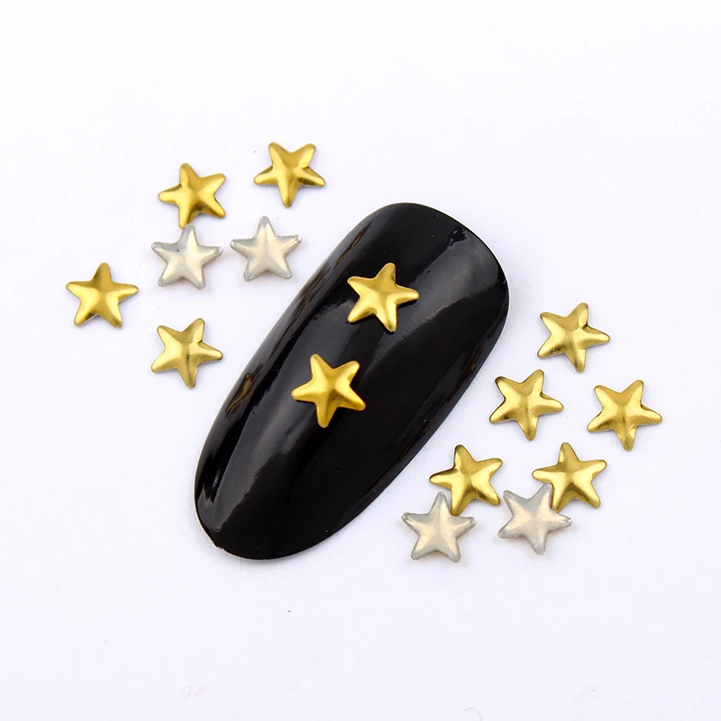 3mm/4mm/5mm Gold/Silver Five-pointed Star Hot Fix Nail Art Rivet Punk Rock Style For DIY Nail Art Decoration