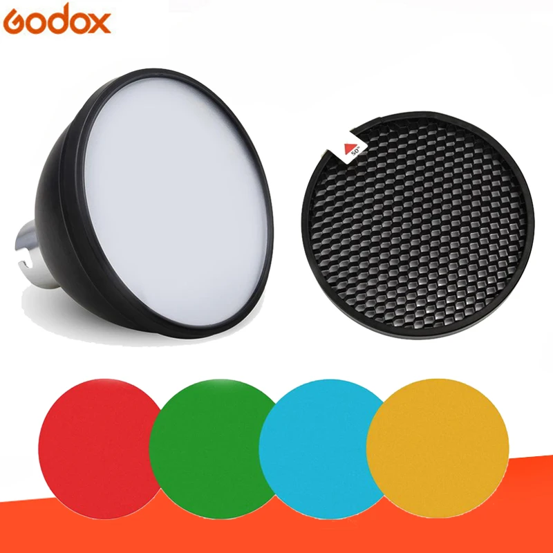 

Godox AD-S11 Color Gels Filter Honeycomb Grid +AD-S2 Standard Reflector Soft Diffuser for Witstro AD-360 II AD360II AD180 AD200