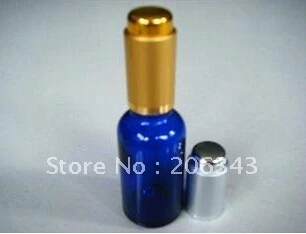 

30ml blue essential oil bottle with electric aluminum pressure capfor cosmetic l packaging,glass bottles