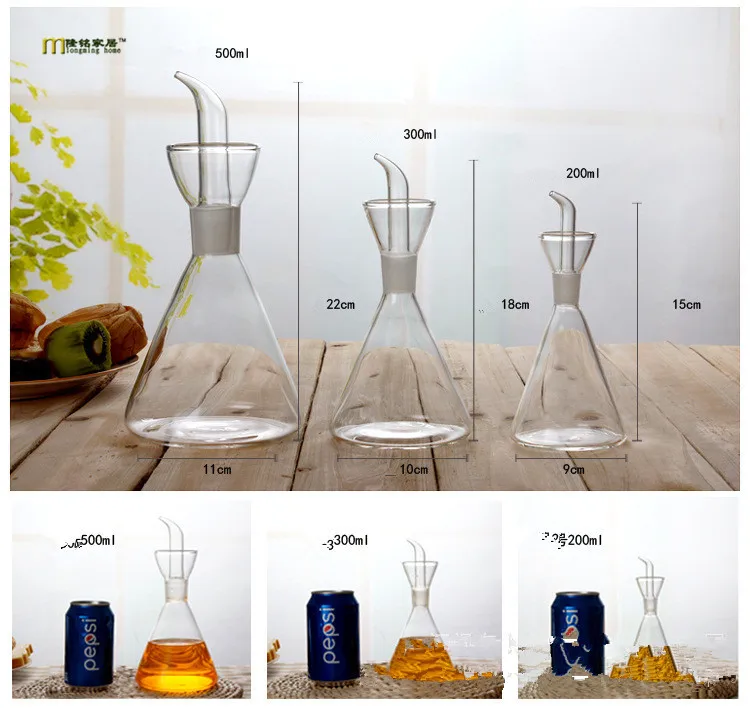 Galheteiro de óleo ecológico com 3 capacidades, galheteiro de vidro, azeite, 200ml 300ml 500ml, frascos de óleo de oliva, ok 0359 peça