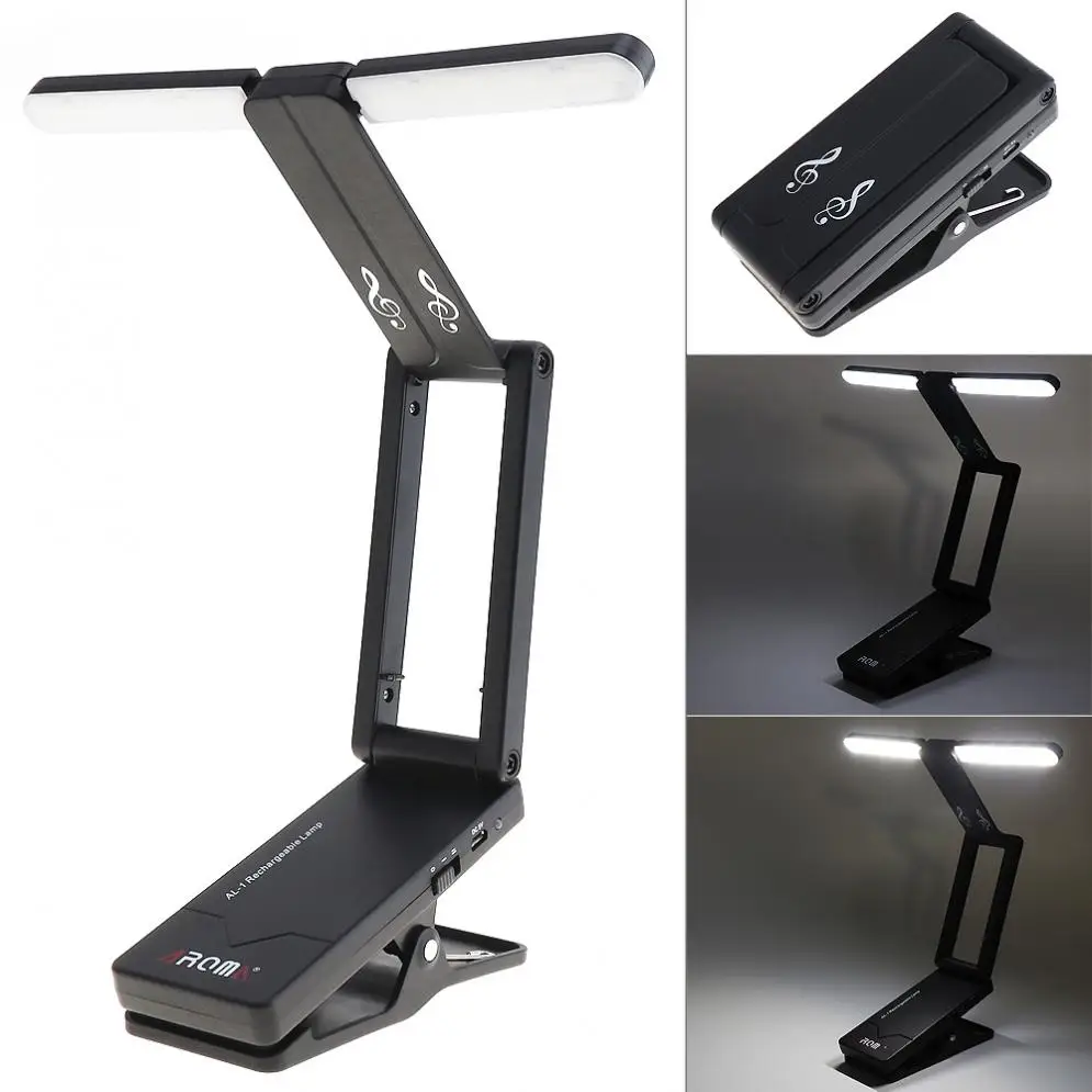 Rechargeable Black Music Stand Lamp Folding LED Clip-on Light for Guitar Piano Light and Stage Lighting