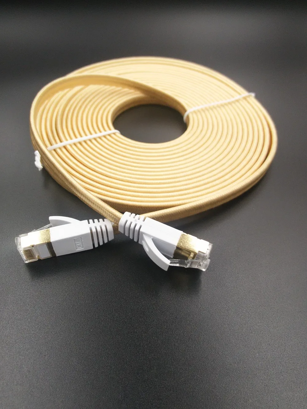

30PCS/LOT GOLD COLOR 0.5m1m1.5m2m 3m,5m 10mCAT7 cable RJ45 Patch flat Ethernet LAN Network Cable For Router Switch gold plated