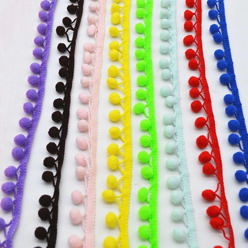 4.5 Yard Sewing Accessories Lace Fabric Pompom Trim Pom Pom Decoration Tassel Ball Fringe Ribbon DIY Material Craft Apparel