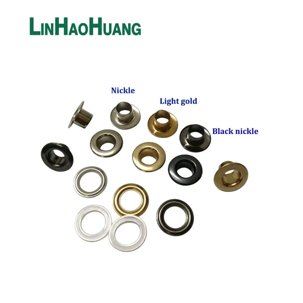 Wholesale 100sets/lot No Sew metal brass eyelets with washer 5mm*10mm small round metal grommets 3color free shipping