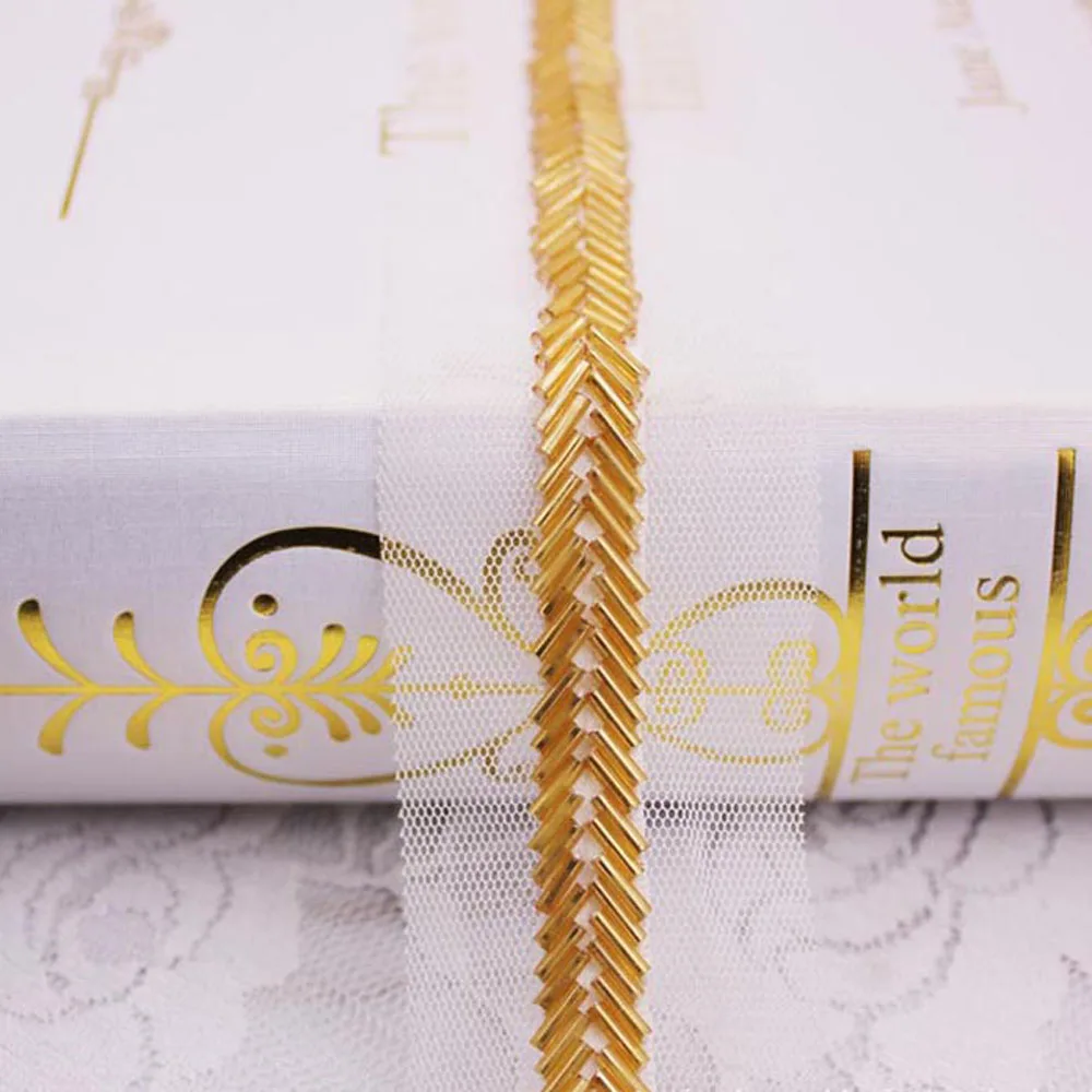 10yards Beaded Lace Trim DIY Garment Neckline Wedding Dress Clothes Mesh Bead Lace Accessories Lace Fabric Jewelry material