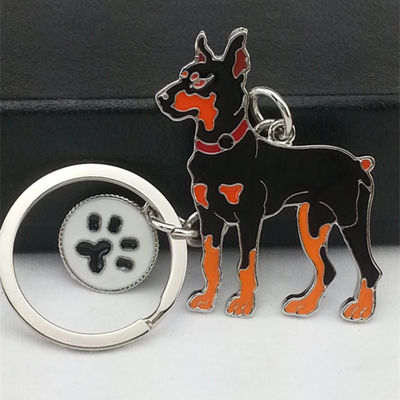 Dobermann dog pendant key chains for men women bag charms car keychain metal key ring holder jewelry gift Lovely Animal Key