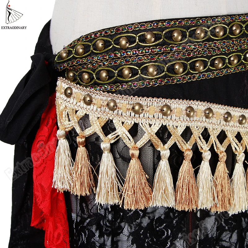 ATS Tribal Belly Dance Costume Suit Set Bra Hip Scarf Lace Women Stage Performance Tribal Gypsy Adjustable Top Belt 2PCS