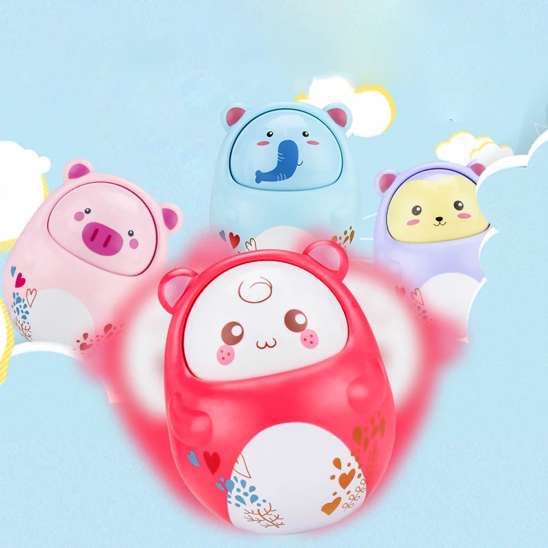 Brinquedos do bebê chocalhos nesting tumbler boneca bonito imagem dos desenhos animados doce sino música roly-poly aprendizagem educacional crianças presentes