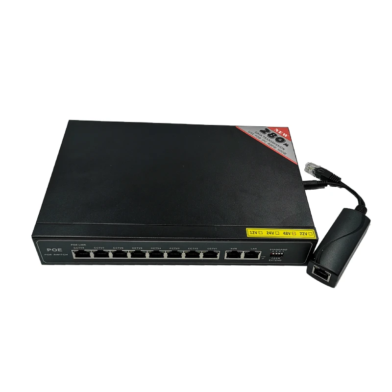 POE 48 v 10 port gigabit unmanaged poe schalter 8*10/100 mbps POE poort; 2*10/100/100 0 mbps UP Link poort; NVR poort 280 M