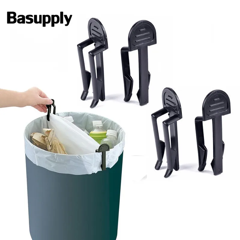 Basupply 4pcs/lot Practical  Plastic Garbage Bag Clip Fixed Waste Bin Bag Holder Rubbish Clip Trash Can Clamp Kitchen Gadgets