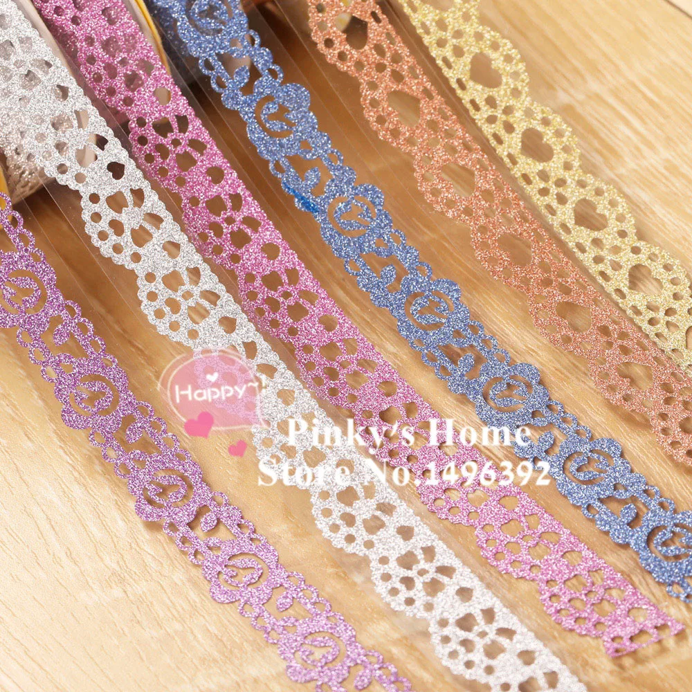 DIY Zelfklevende Kant Tape Glitter Tape Masking Decoratieve Plakband Scrapbooking Boek Decor Craft Rolls Adhesivos Plakboek