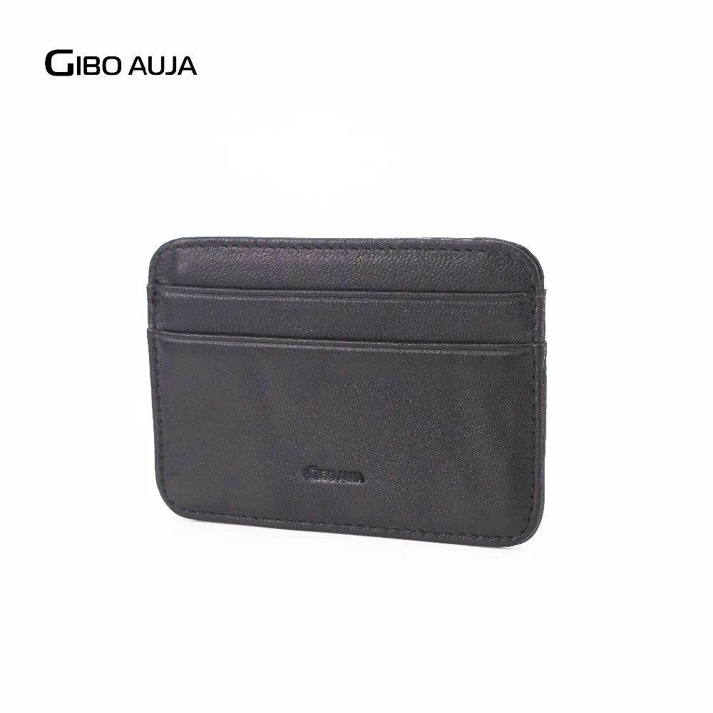 Tarjetero de piel de oveja 100% auténtica para hombre y mujer, cartera Superfina y suave, organizador de tarjetas de crédito, monedero