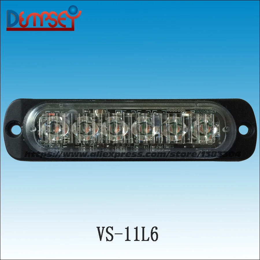 

VS-11L8 LED Grill Lights, 0.3" extra thin, 22 flash pattern, 6 * 3W LED,12V, LED surface mount Strobe Warning Flashing Light